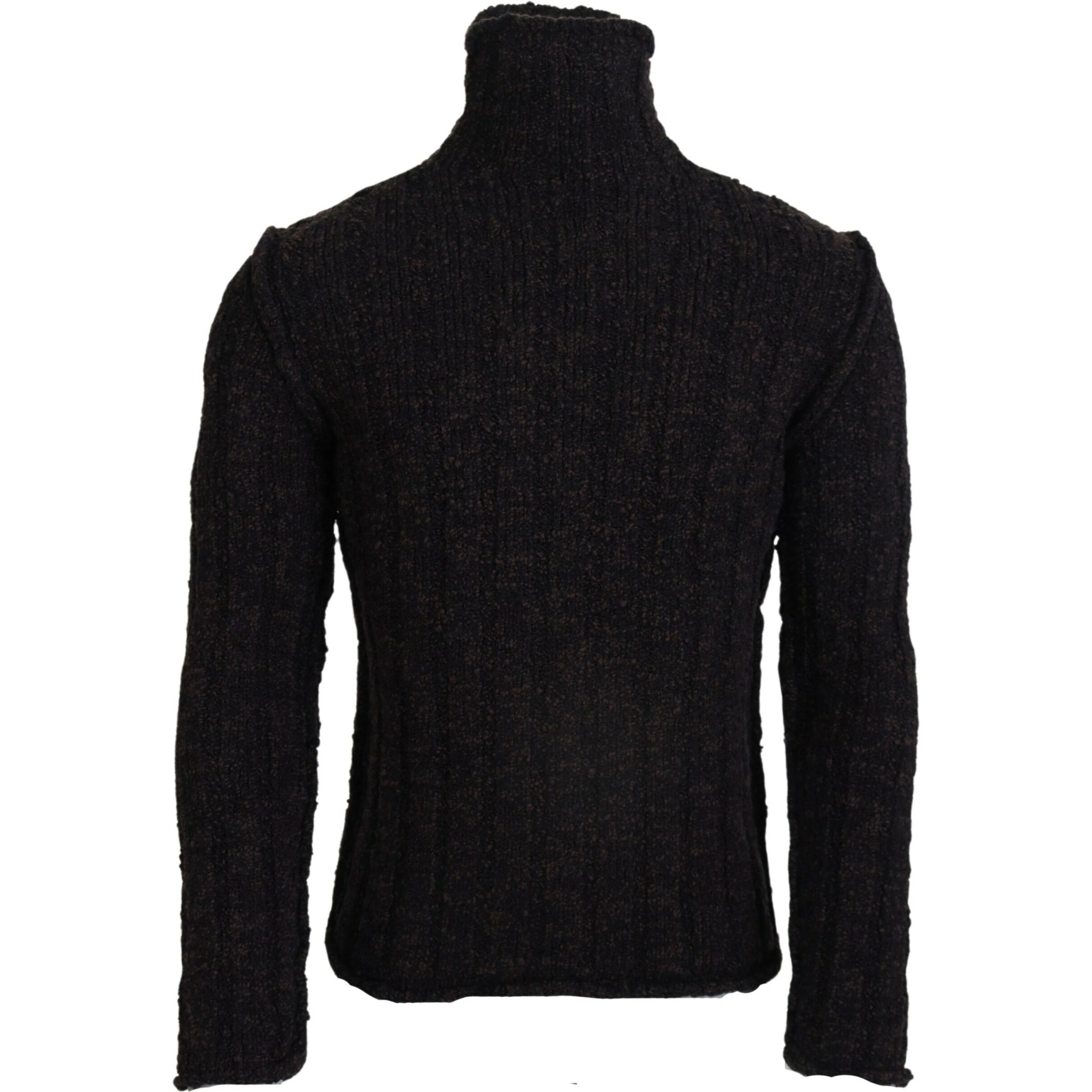 Brown Wool Knit Turtleneck Pullover Sweater