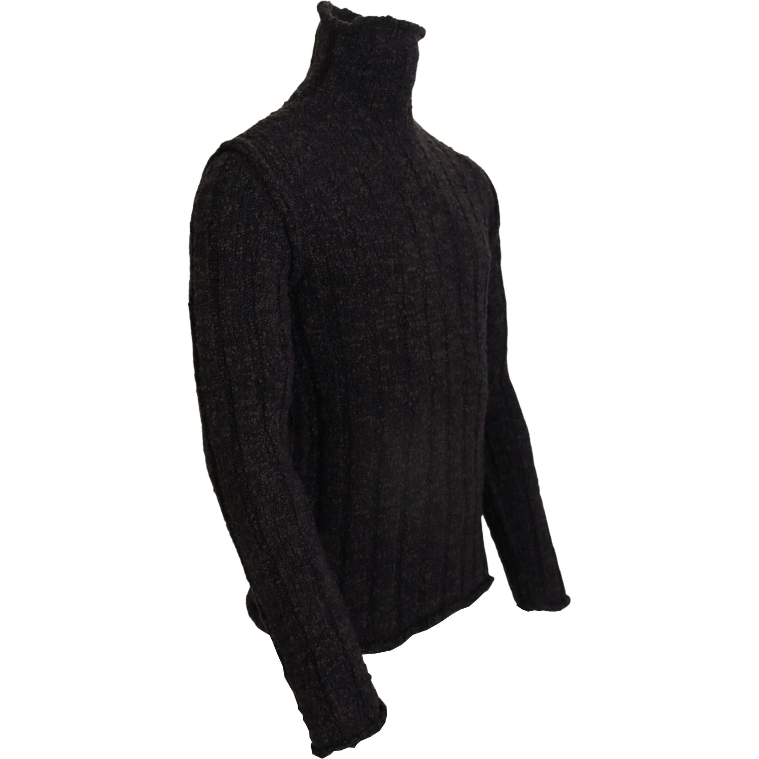 Brown Wool Knit Turtleneck Pullover Sweater