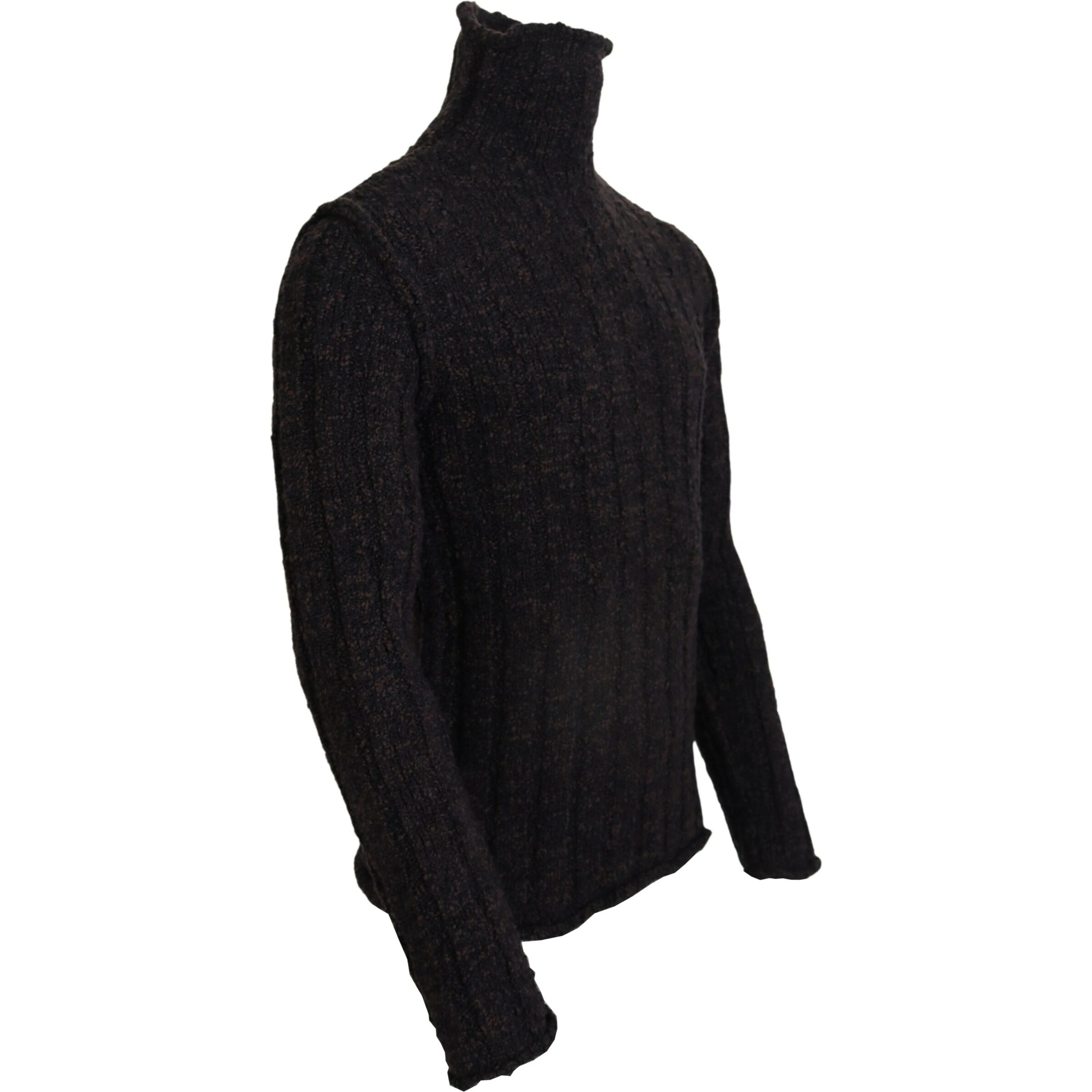 Brown Wool Knit Turtleneck Pullover Sweater