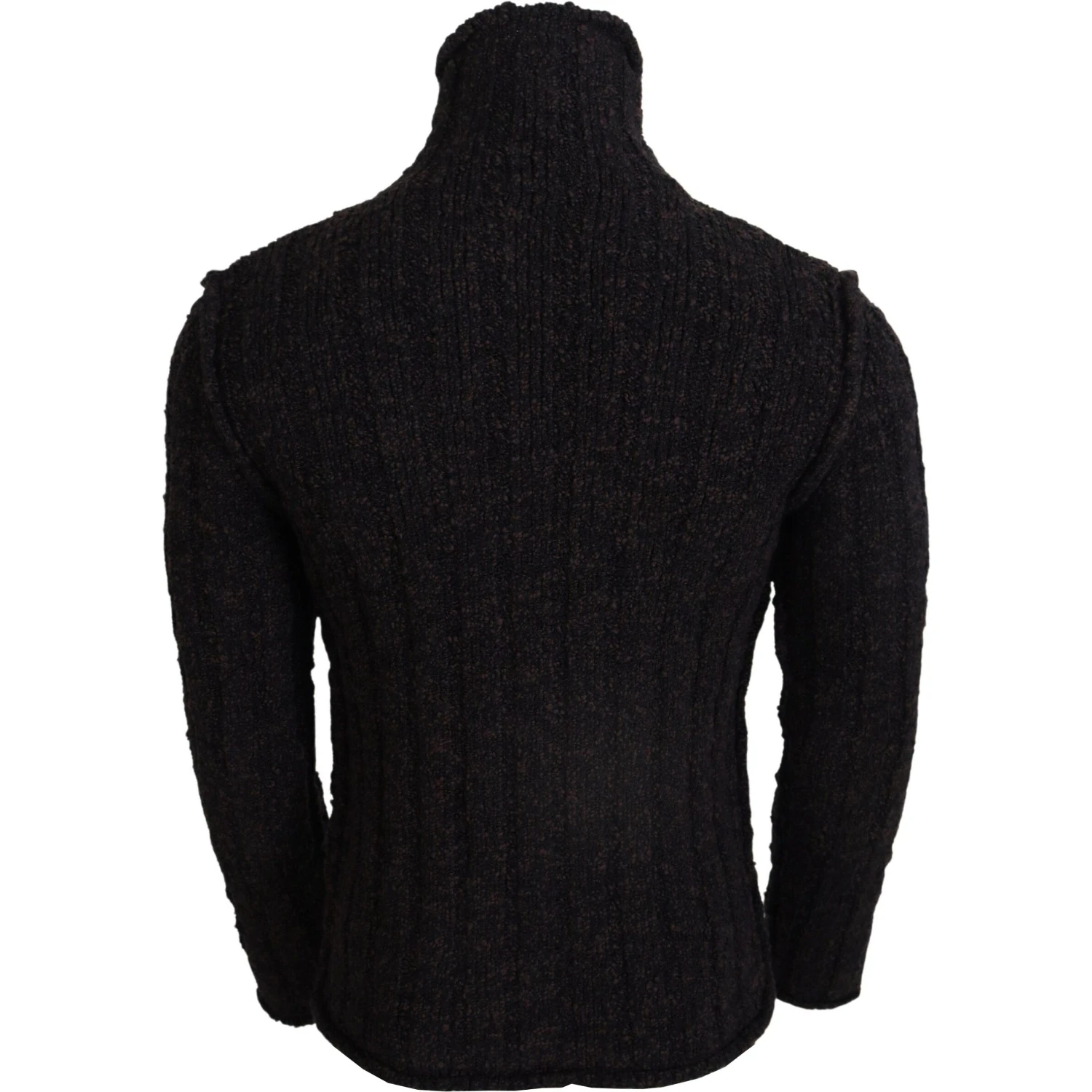 Brown Wool Knit Turtleneck Pullover Sweater