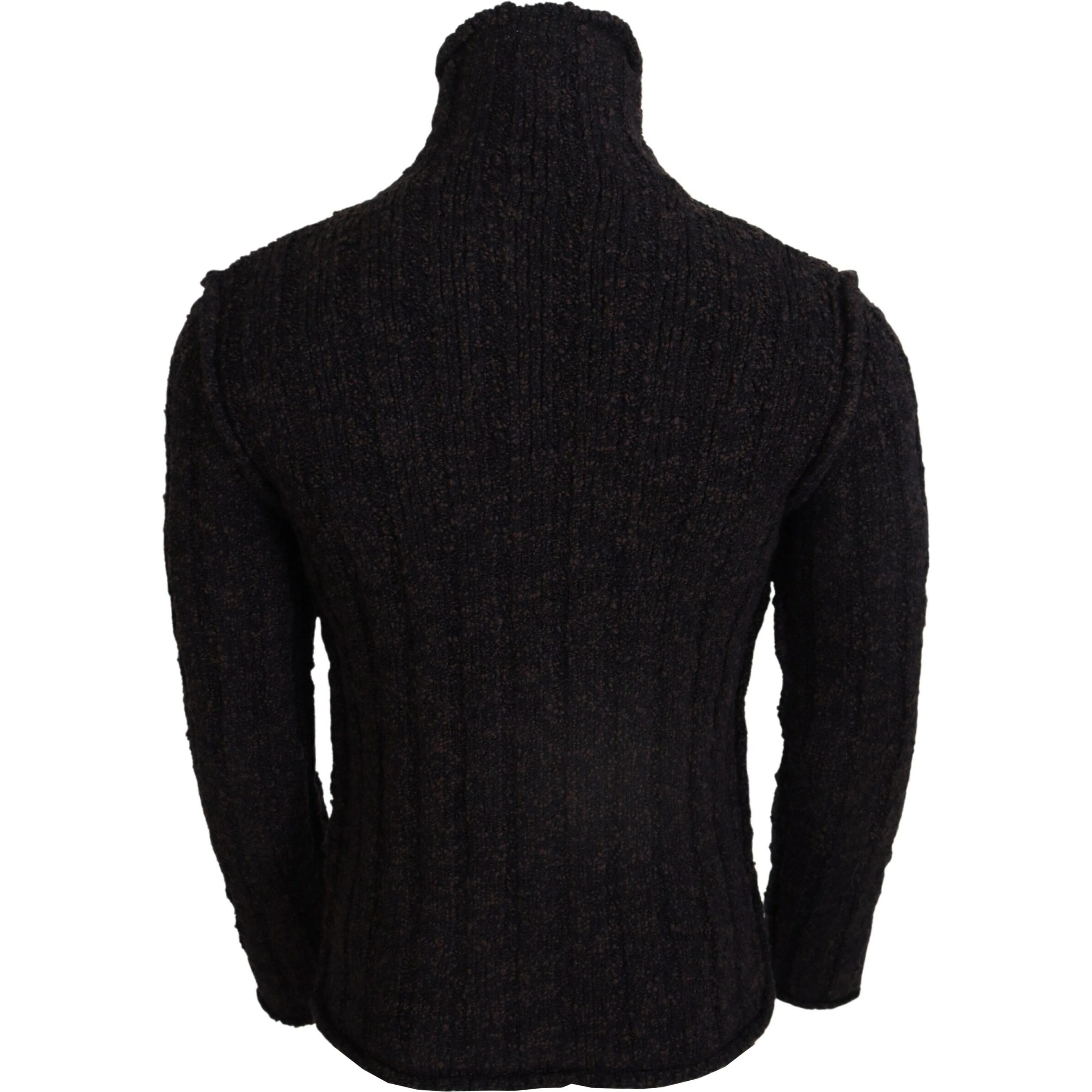Brown Wool Knit Turtleneck Pullover Sweater