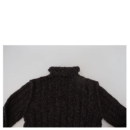 Brown Wool Knit Turtleneck Pullover Sweater