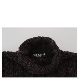 Brown Wool Knit Turtleneck Pullover Sweater