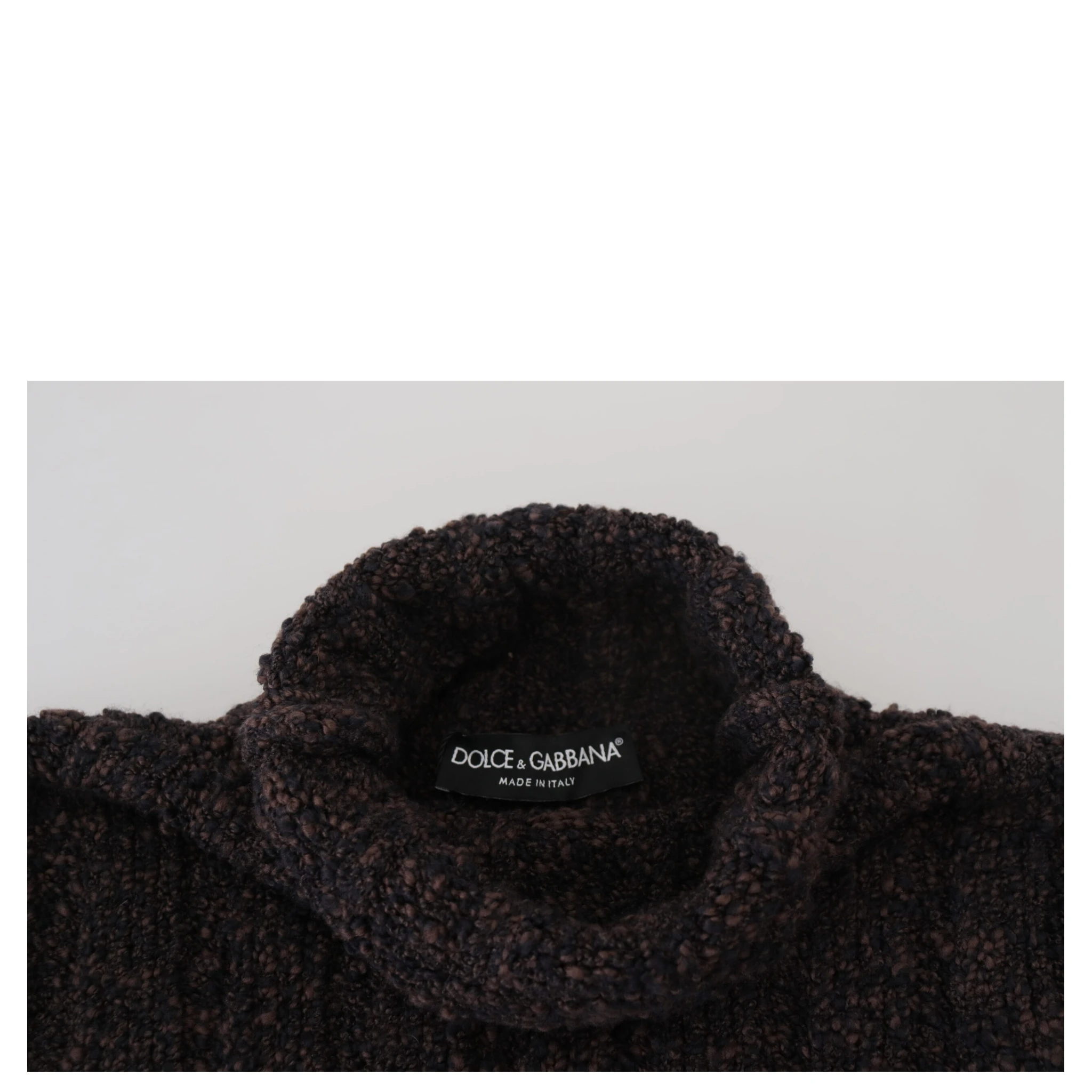Brown Wool Knit Turtleneck Pullover Sweater