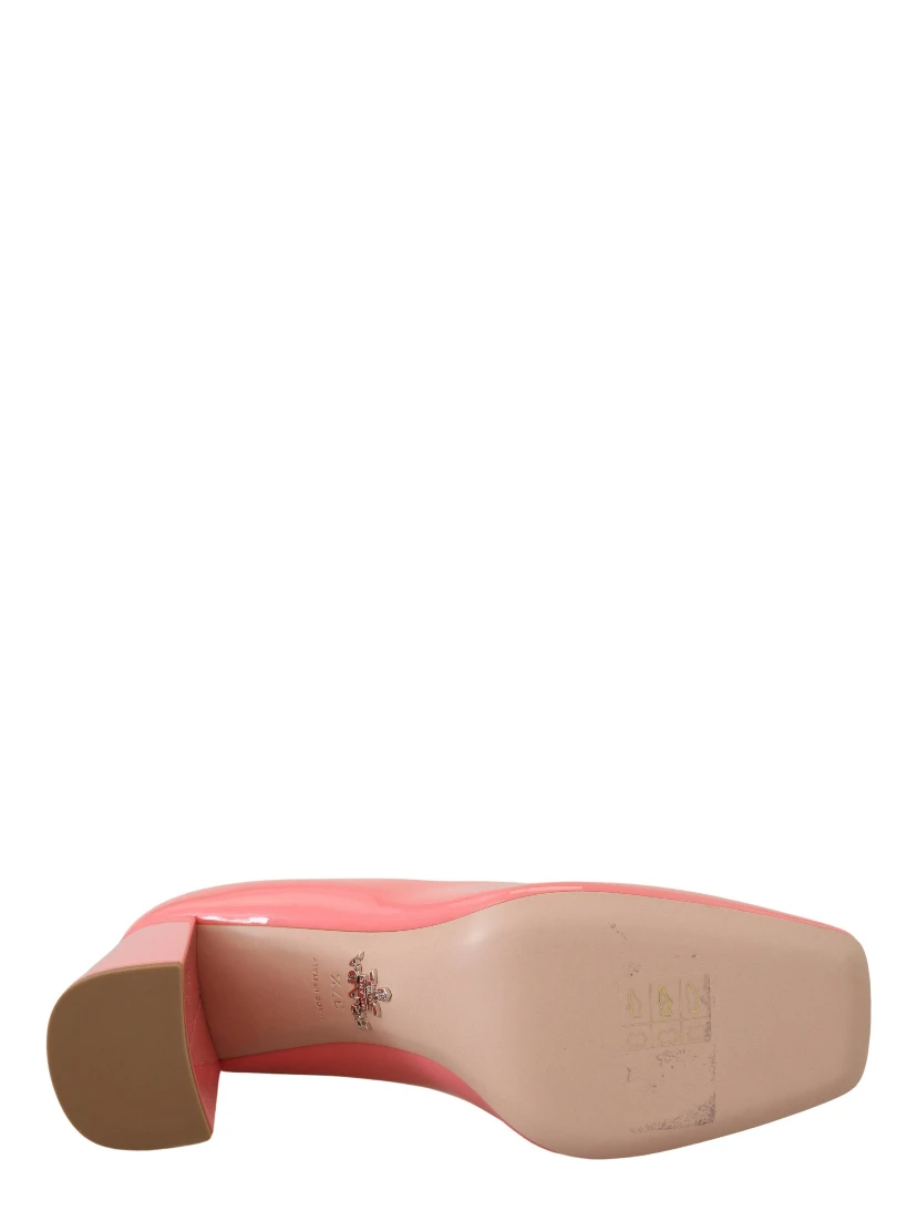Pink Patent Leather Block Heels Pumps Classic