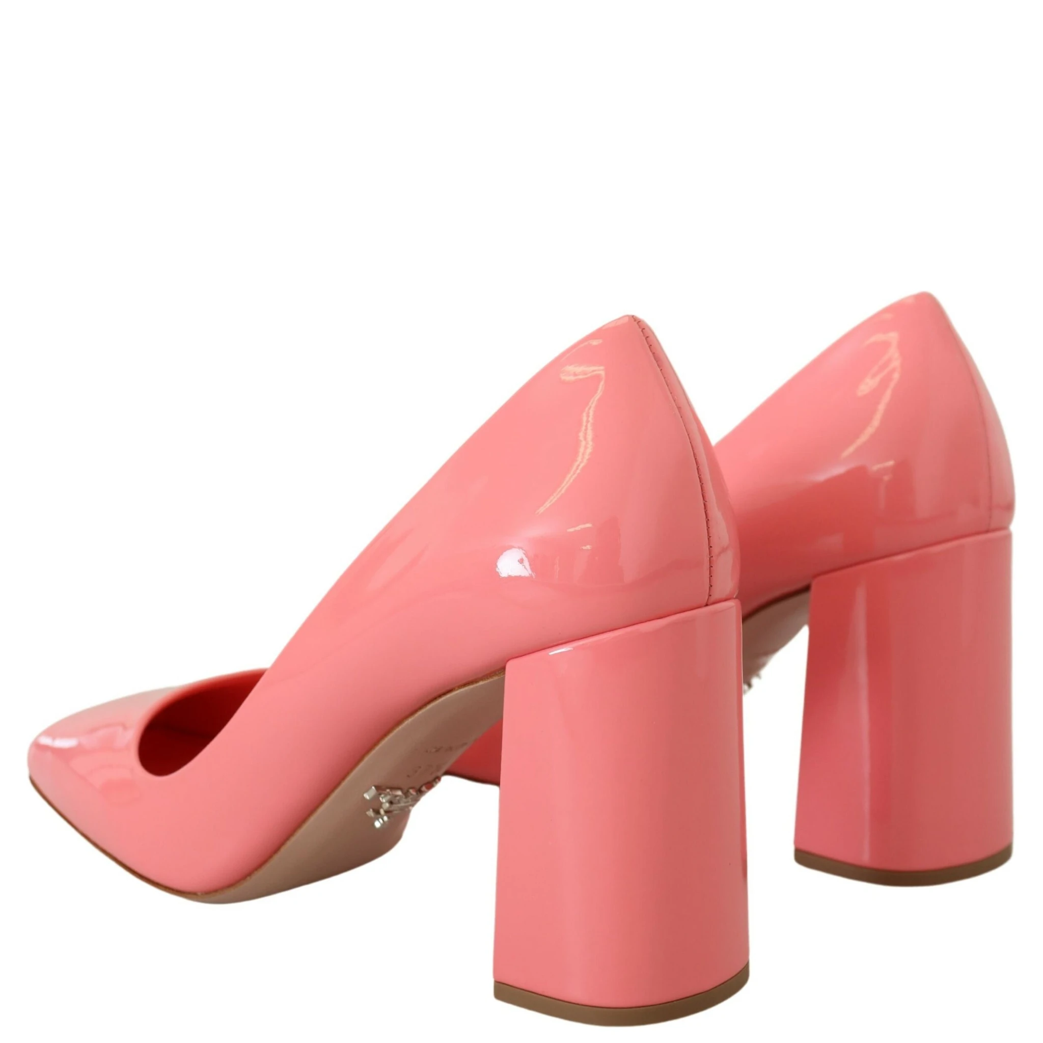 Pink Patent Leather Block Heels Pumps Classic