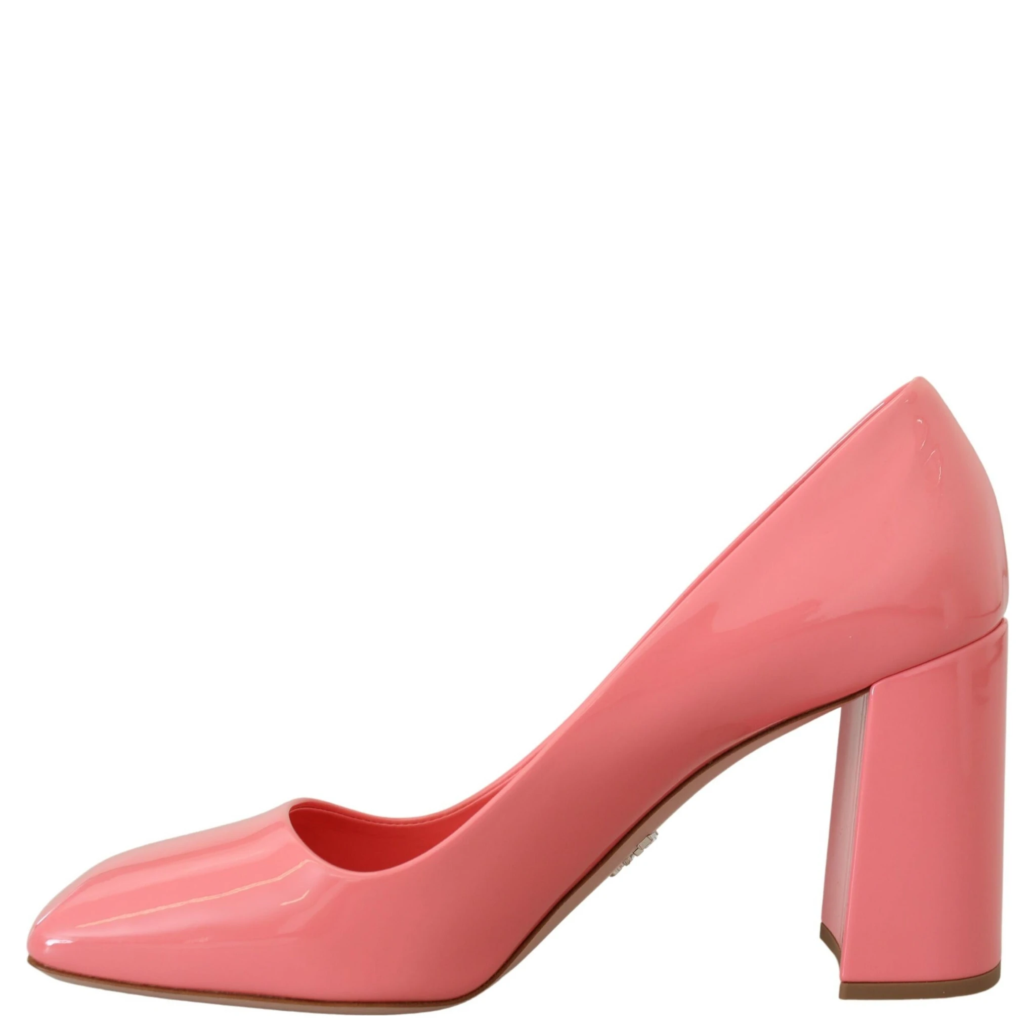 Pink Patent Leather Block Heels Pumps Classic