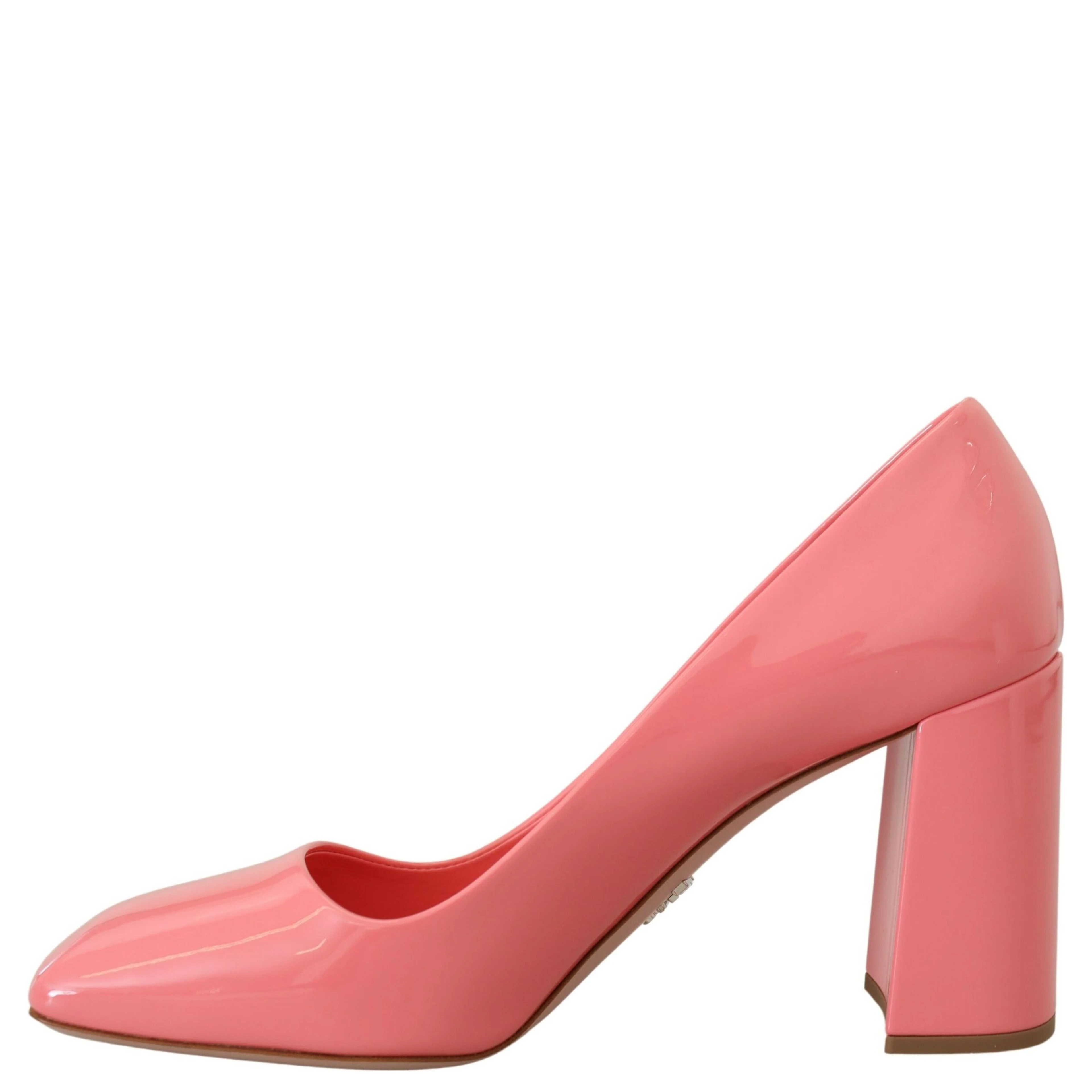 Pink Patent Leather Block Heels Pumps Classic
