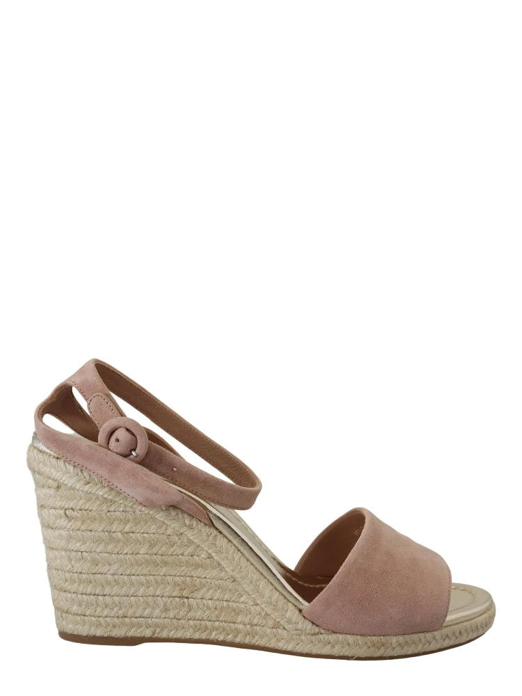 Pink Suede Leather Ankle Strap Sandals