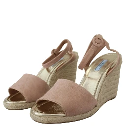 Pink Suede Leather Ankle Strap Sandals