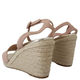 Pink Suede Leather Ankle Strap Sandals