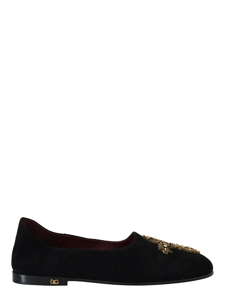 Black Suede Gold Cross Slip On Loafers Shoes
