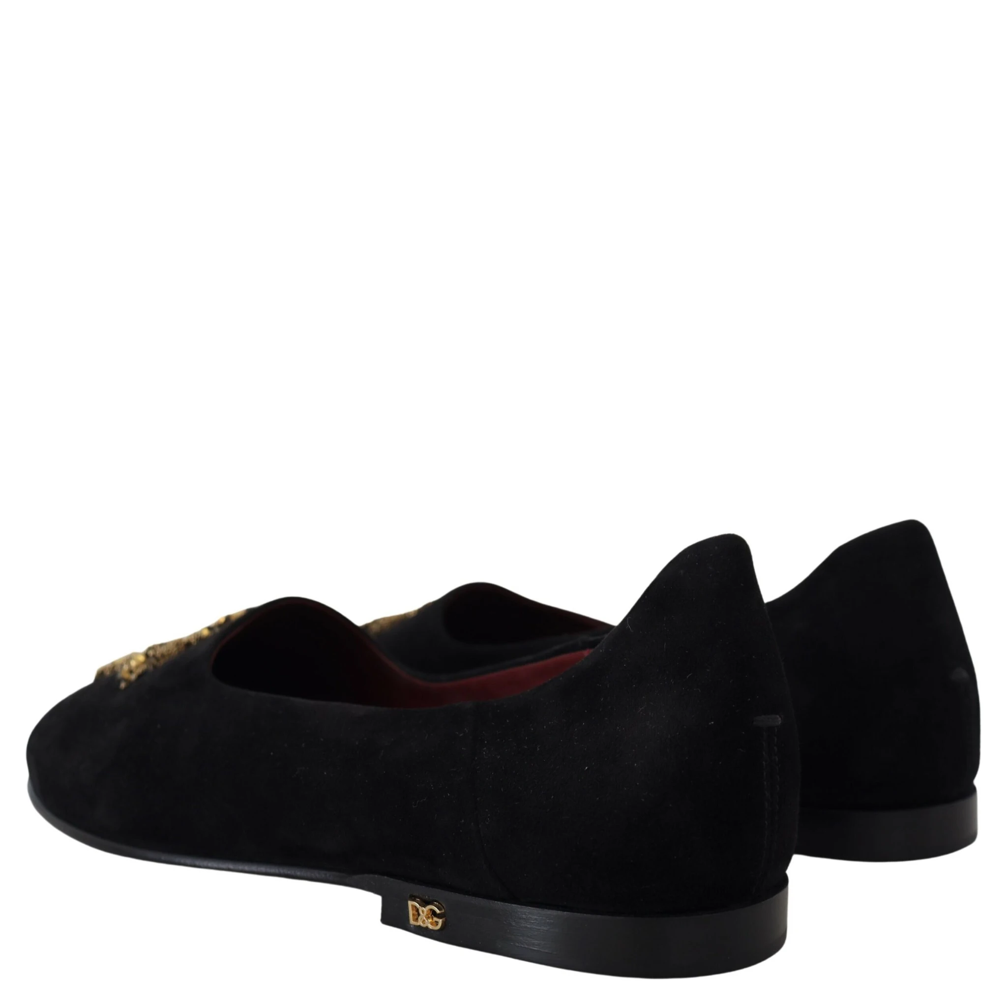 Black Suede Gold Cross Slip On Loafers Shoes
