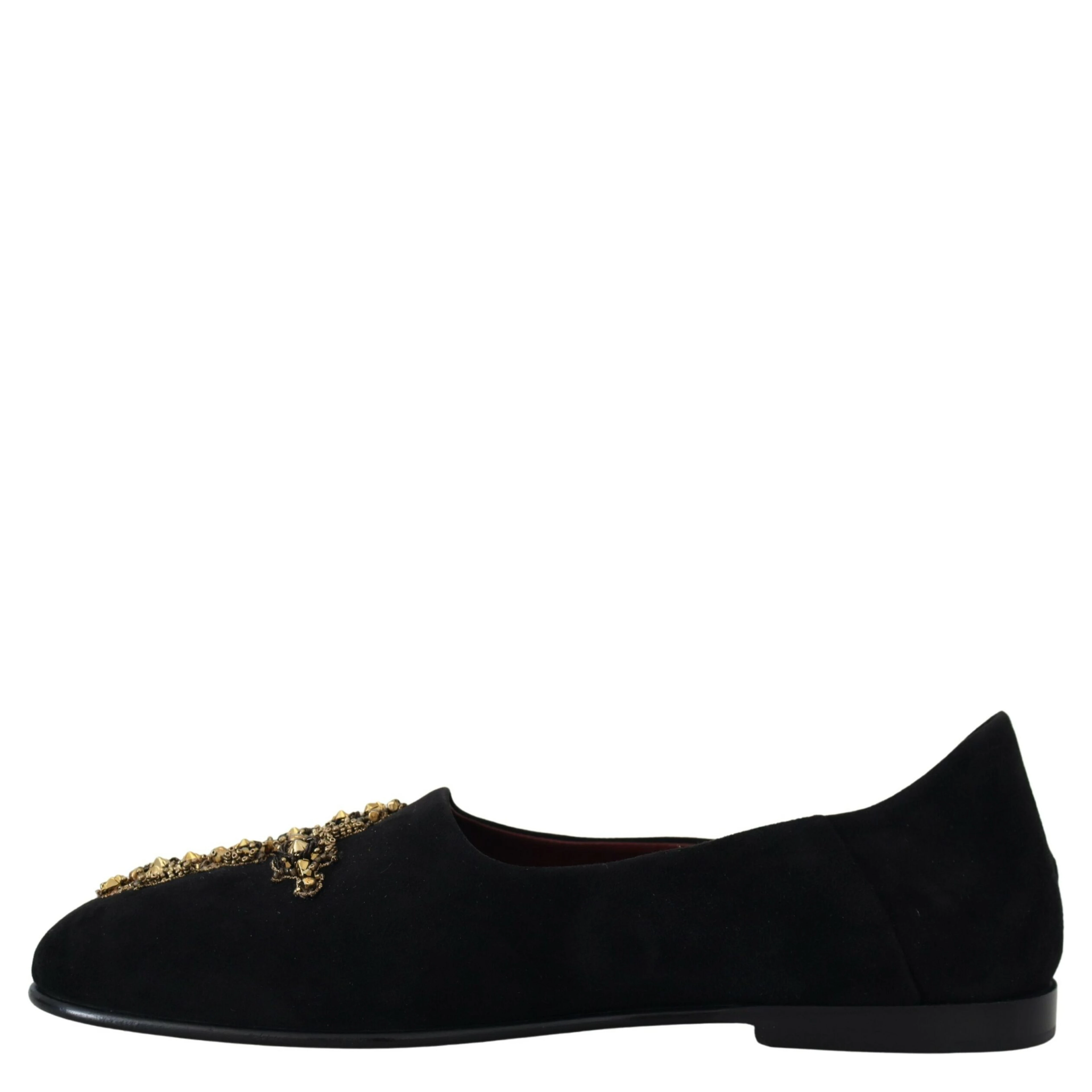 Black Suede Gold Cross Slip On Loafers Shoes