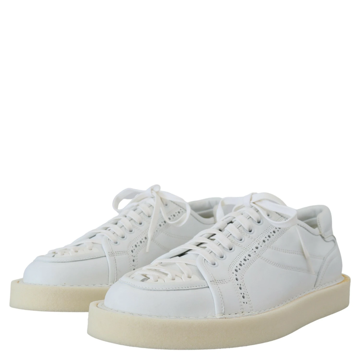 White Leather Low Top Oxford Sneakers Casual Shoes