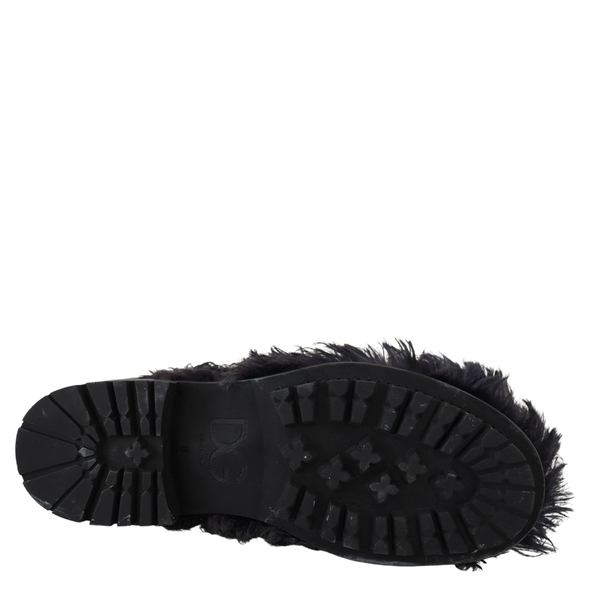 Black Leather Combat Shearling Boots Shoes