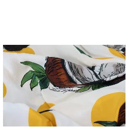 White Coconut Print Sheath Mini Silk Dress
