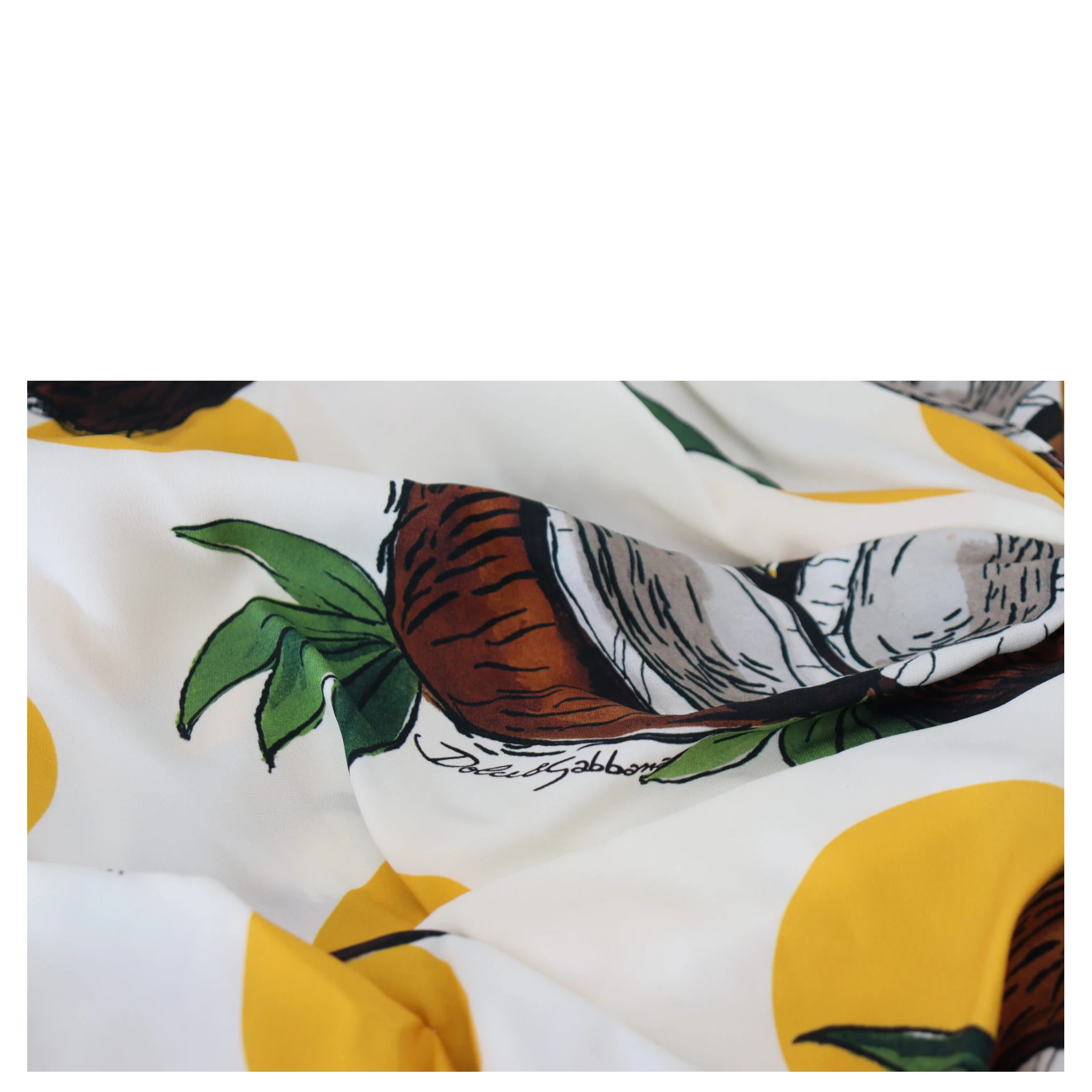 White Coconut Print Sheath Mini Silk Dress
