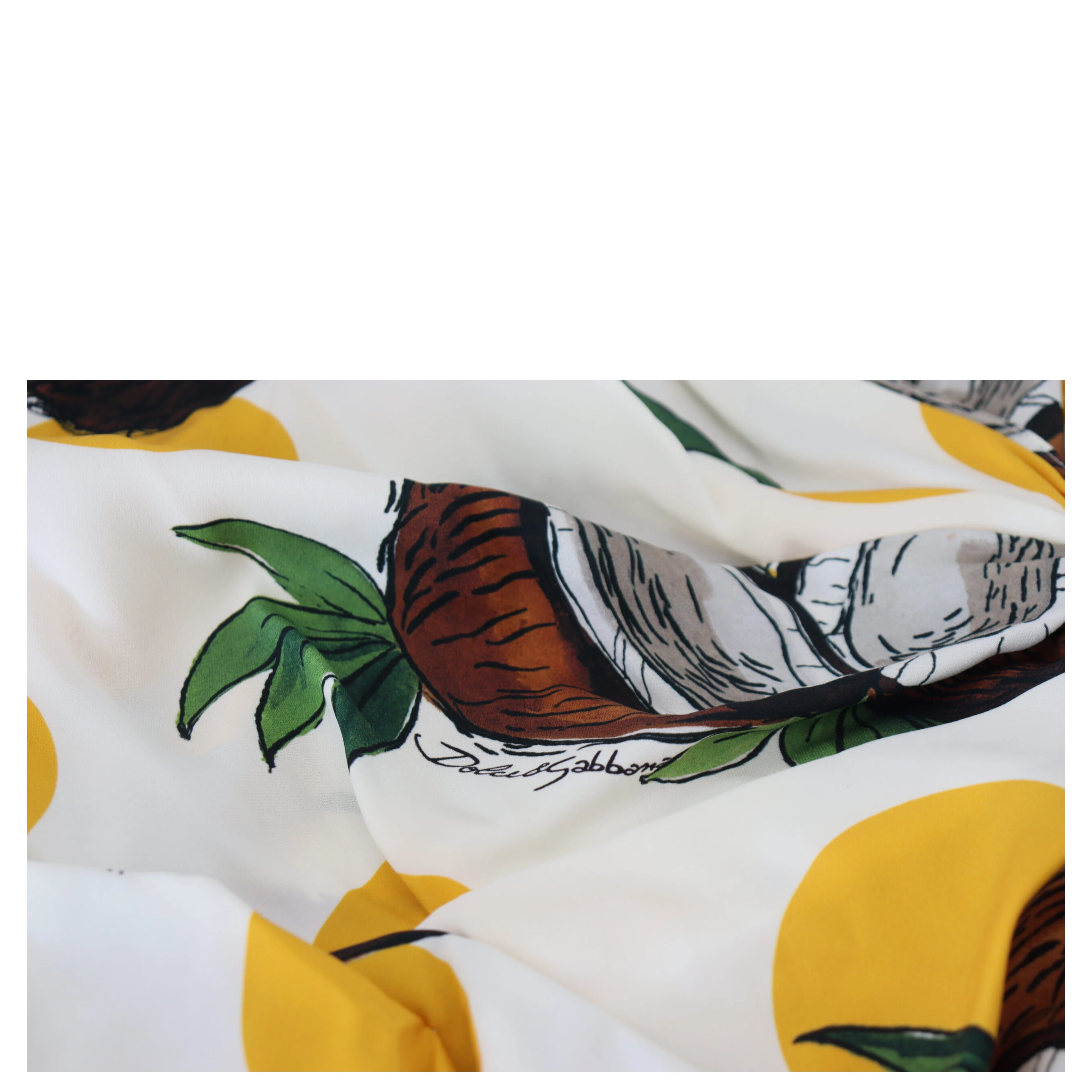 White Coconut Print Sheath Mini Silk Dress