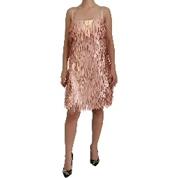 Pink Tinsel Sleeveless Shift A-line Dress