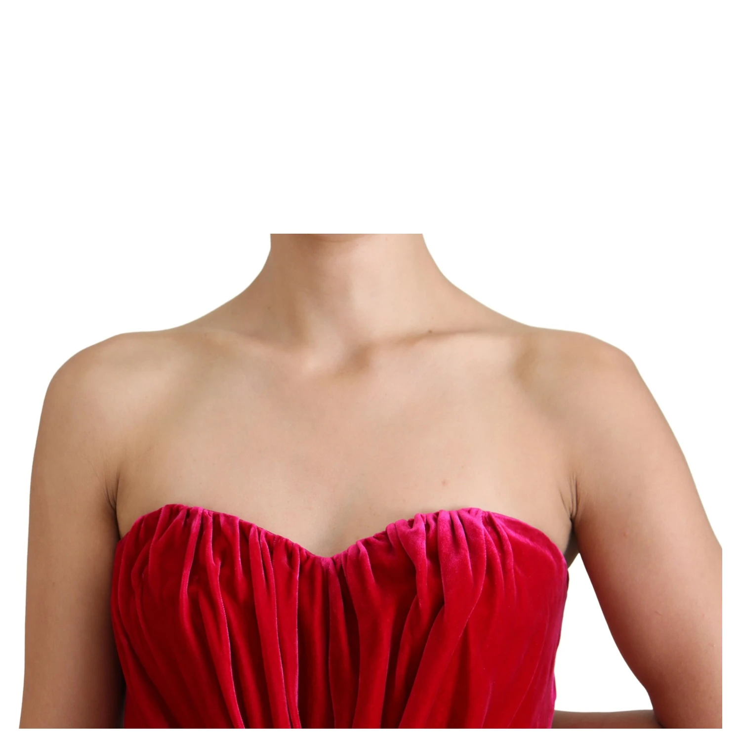 Pink Viscose Stretch Strapless A-line Dress