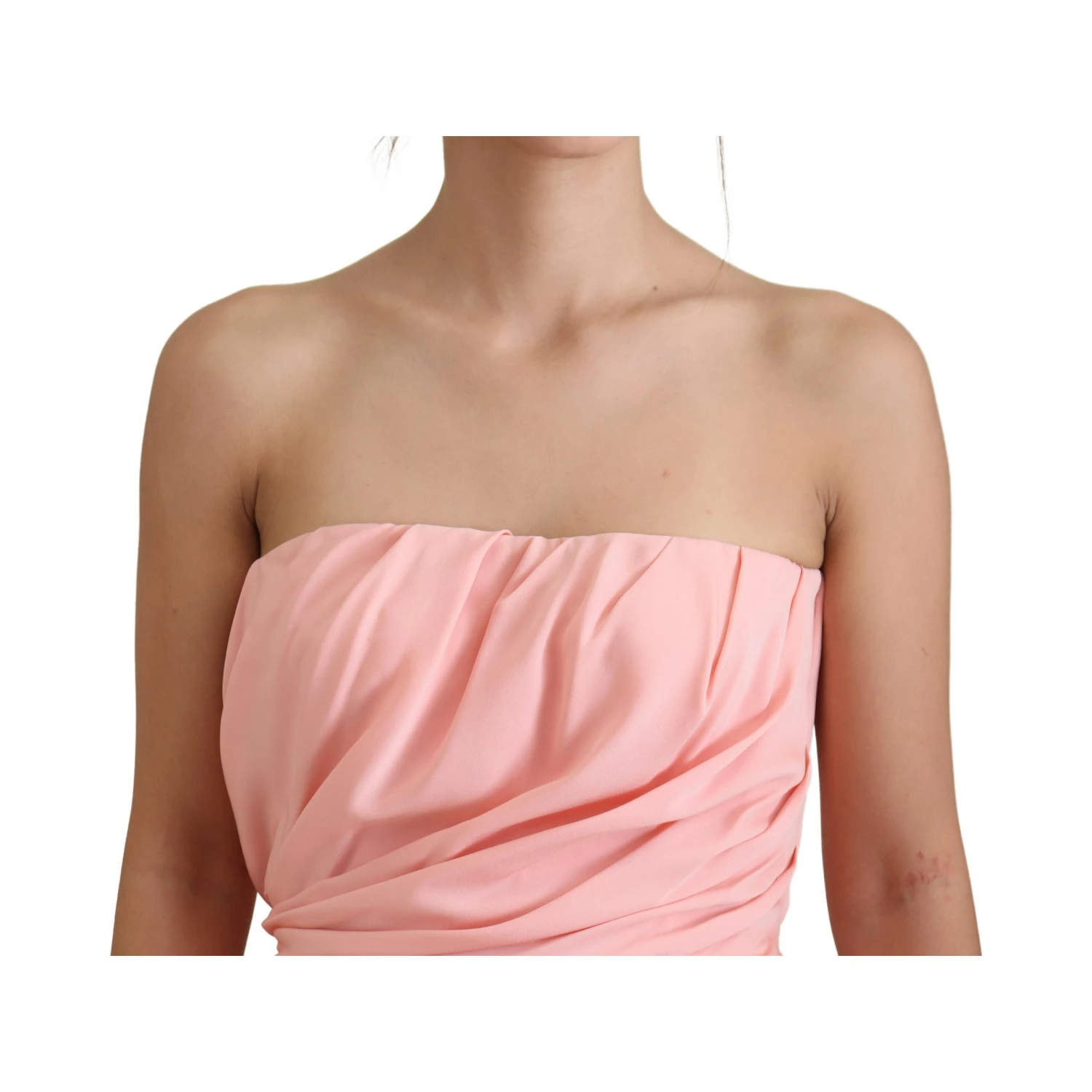 Pink Silk Stretch Strapless Sheath Dress
