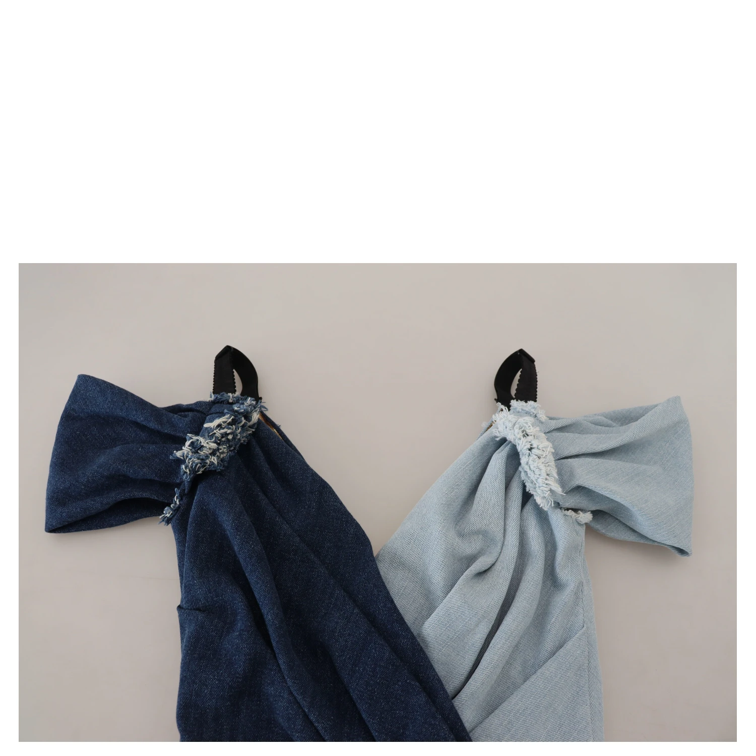Two Tone Blue Patchwork Denim Mini Dress