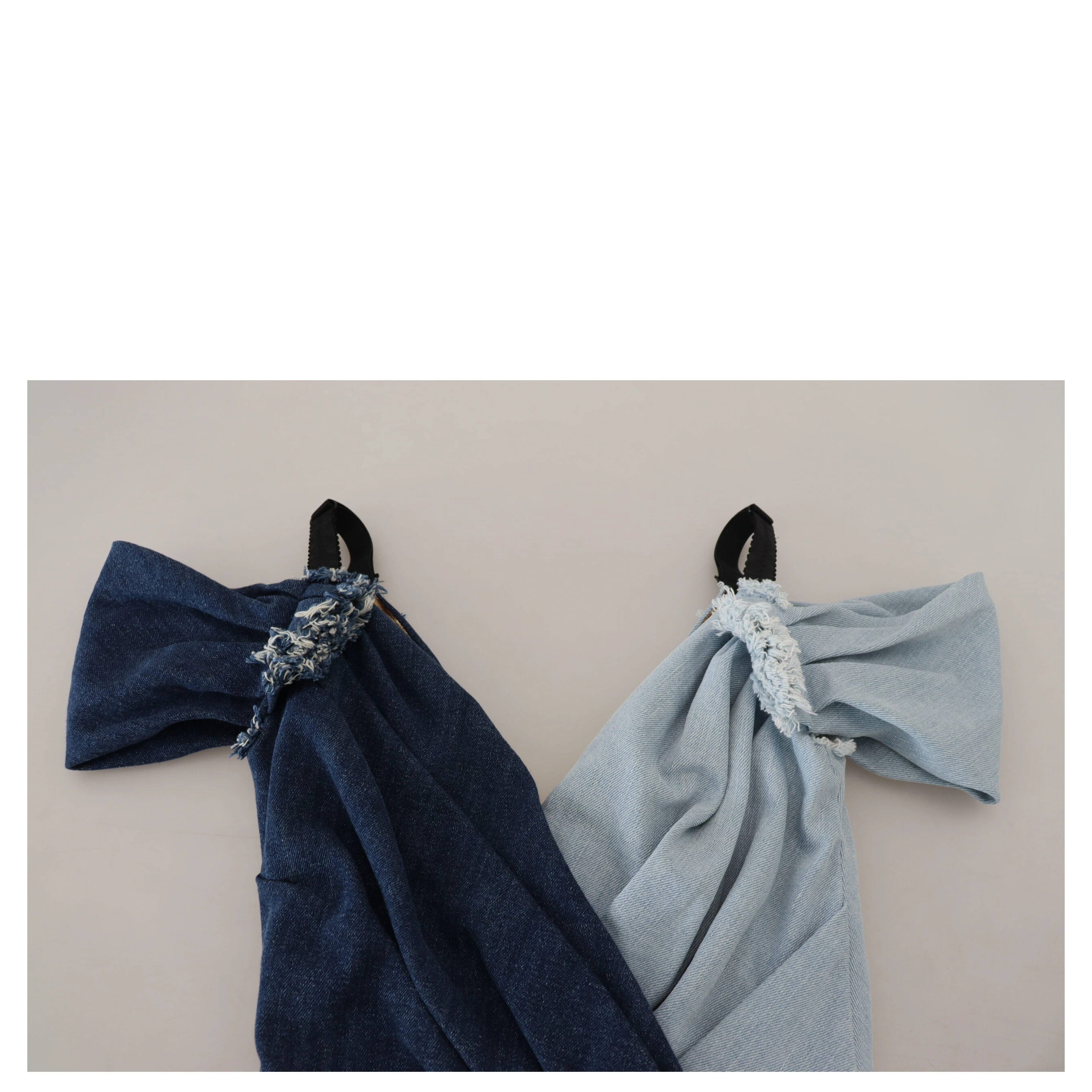 Two Tone Blue Patchwork Denim Mini Dress