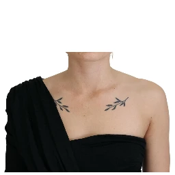 Black Wrap Sheath One Shoulder Wool Dress