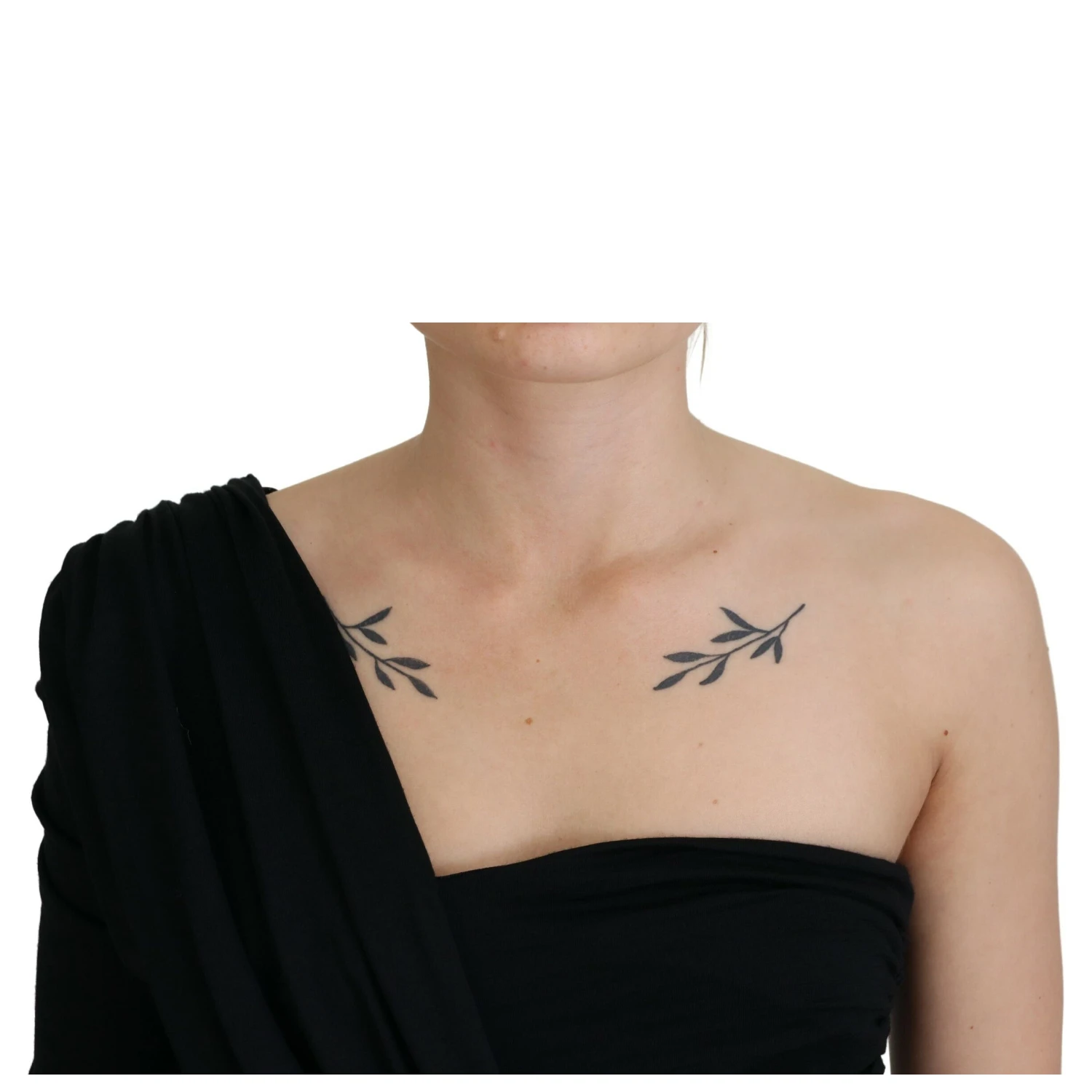 Black Wrap Sheath One Shoulder Wool Dress