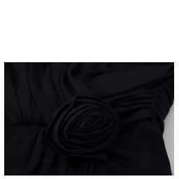 Black Wrap Sheath One Shoulder Wool Dress