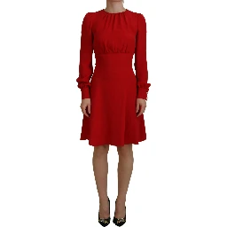 Red Silk Sheath A-line Knee Length Dress