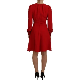 Red Silk Sheath A-line Knee Length Dress