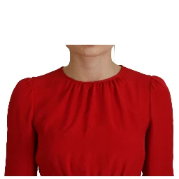 Red Silk Sheath A-line Knee Length Dress