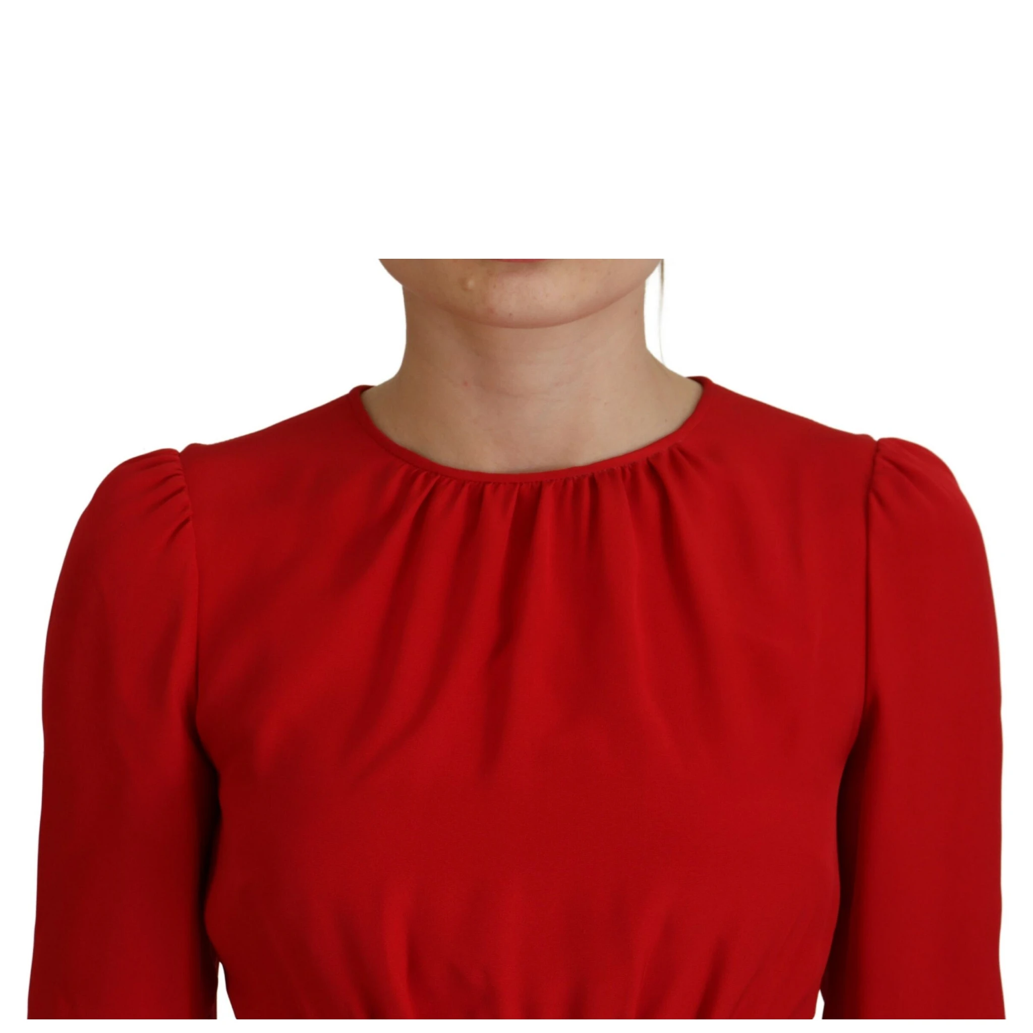 Red Silk Sheath A-line Knee Length Dress