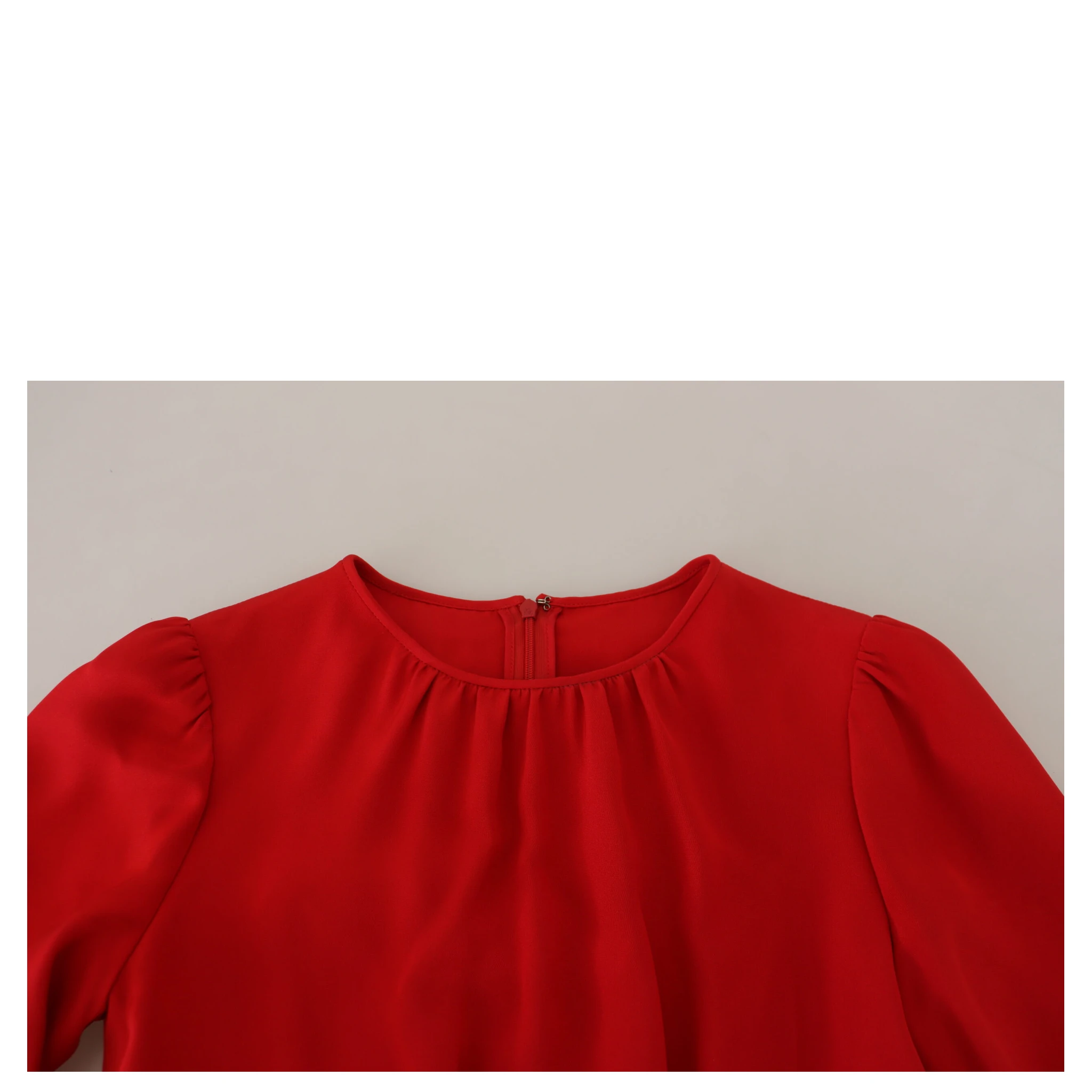 Red Silk Sheath A-line Knee Length Dress