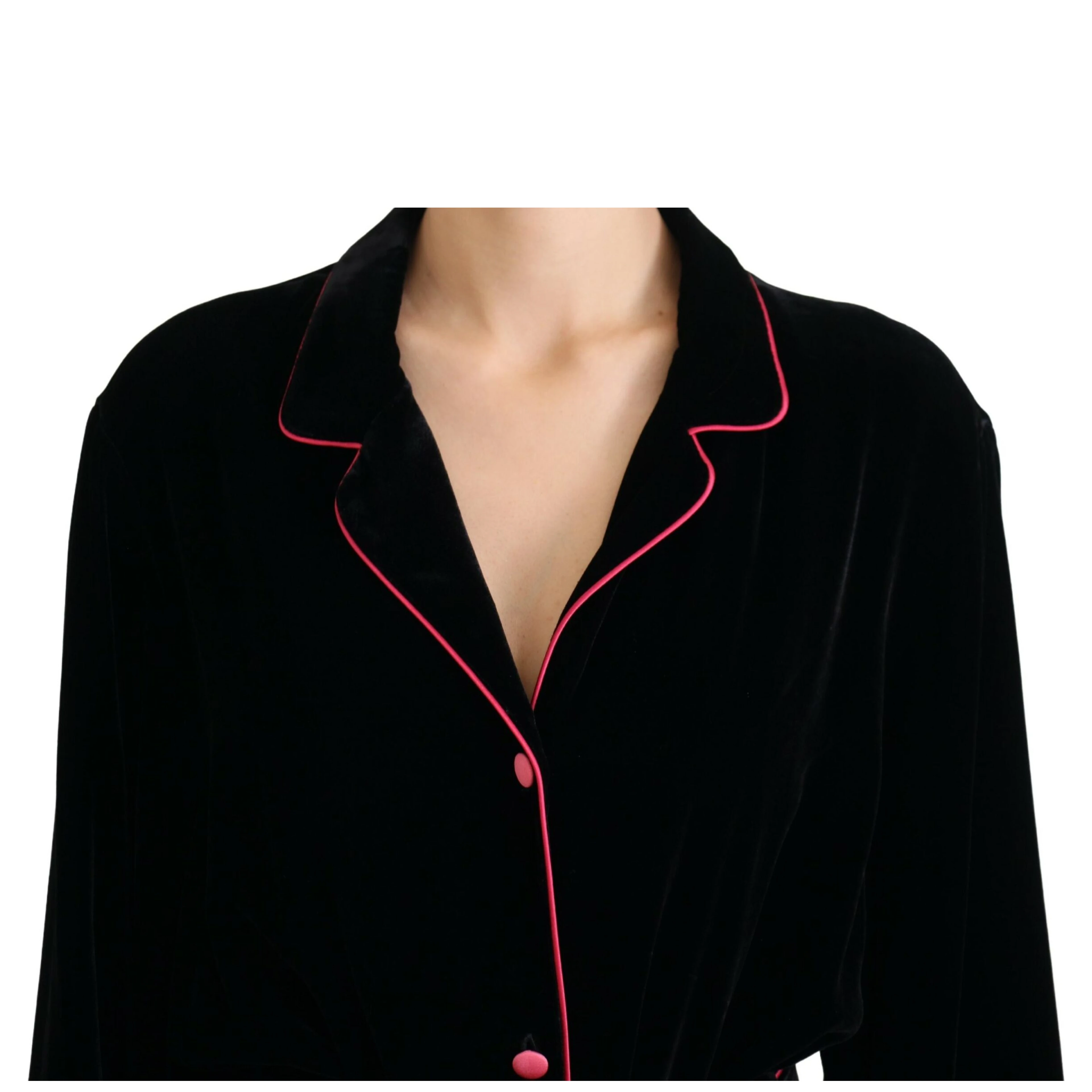 Black Button Belted Blazer Viscose Jacket