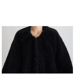 Black Cashmere Blend Faux Fur Coat Jacket