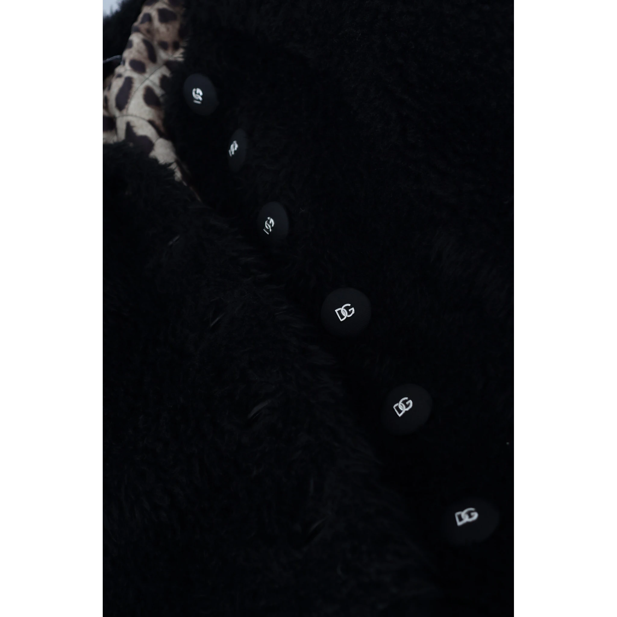 Black Cashmere Blend Faux Fur Coat Jacket