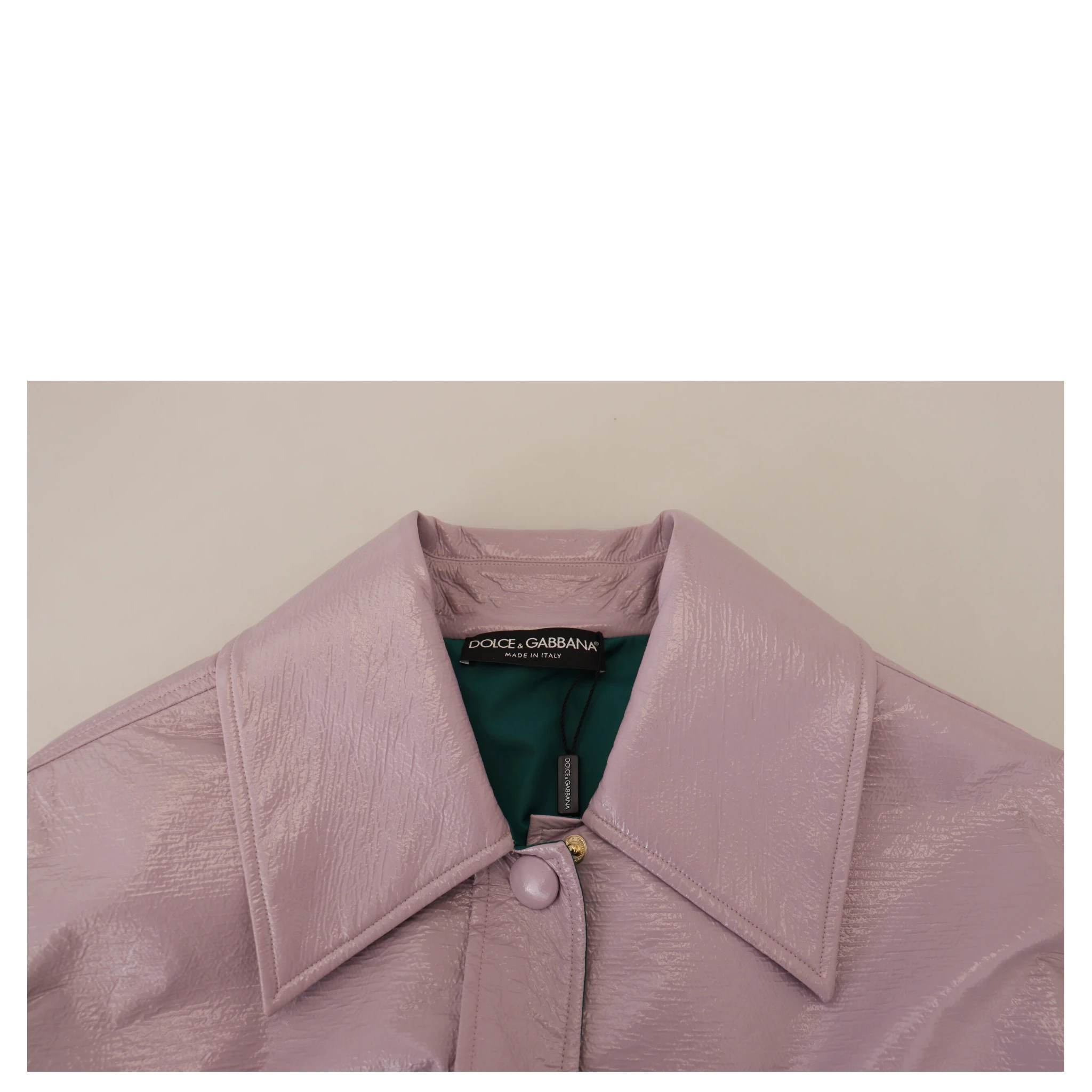 Purple Cotton Button Down Cropped Jacket