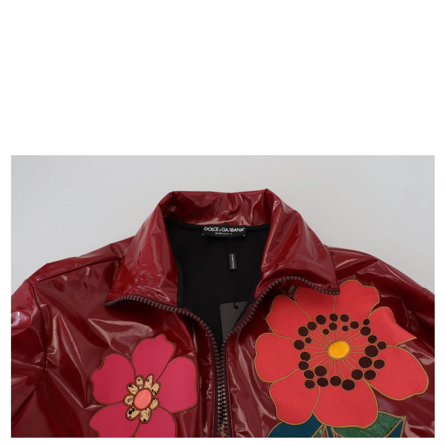 Maroon Floral Full Zip Polyester Women Jacket