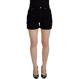 Black Denim Cotton Stretch Hot Pants Shorts