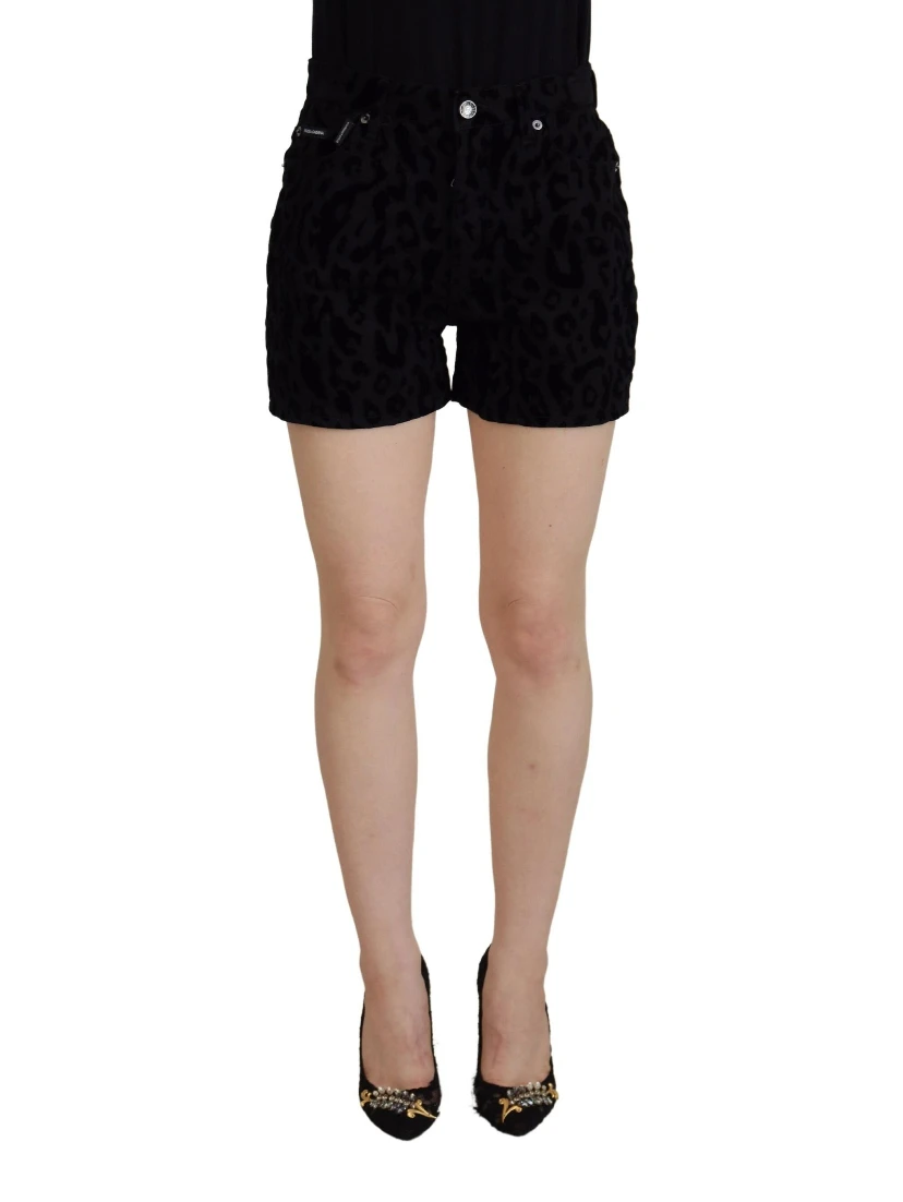 Black Denim Cotton Stretch Hot Pants Shorts