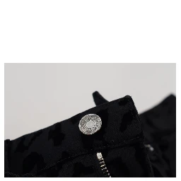 Black Denim Cotton Stretch Hot Pants Shorts