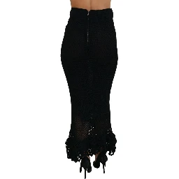 Black Knitted Cotton High Waist Mermaid Skirt