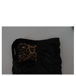 Black Lambskin Leather A-line Mini Skirt