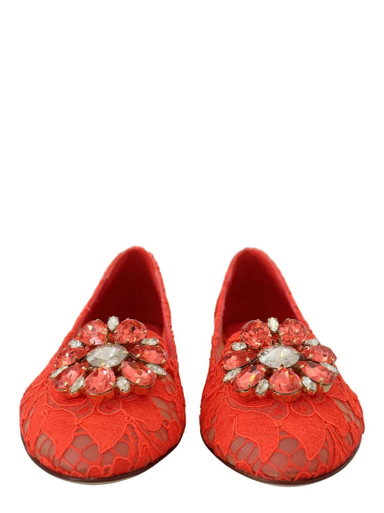 Red Taormina Lace Crystals Ballet Flats Shoes alternative