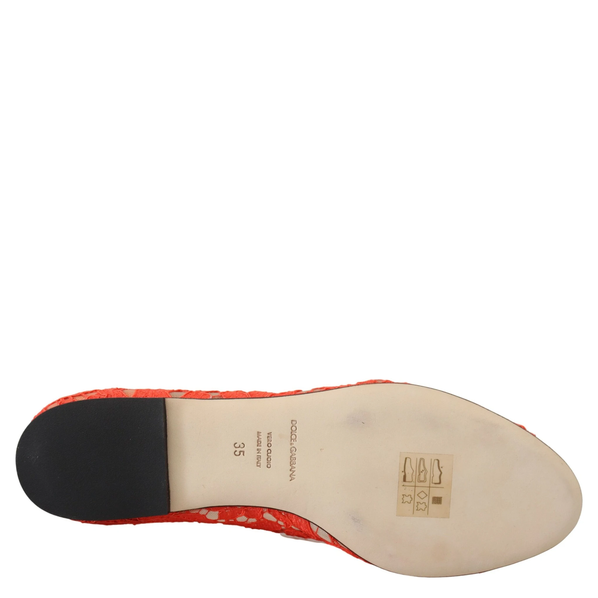 Red Taormina Lace Crystals Ballet Flats Shoes