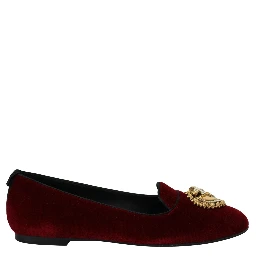 Bordeaux Velvet Slip-On Loafers Flats Shoes