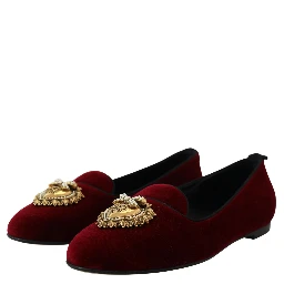 Bordeaux Velvet Slip-On Loafers Flats Shoes
